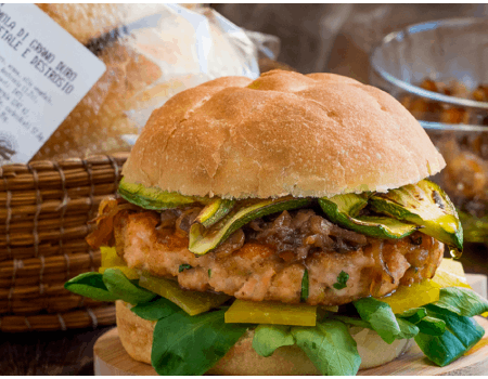 Muffoletta con Hamburger di salmone