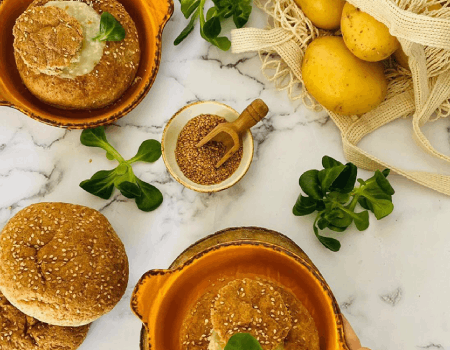 Panino integrale con vellutata di patate