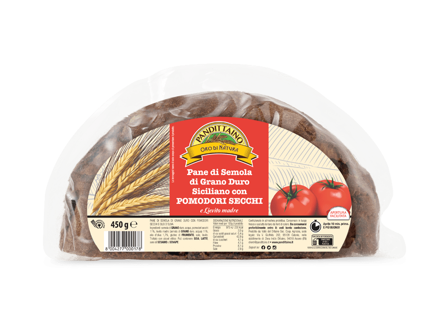 Pane di grano duro con pomodori secchi pack 450 g Pandittaino