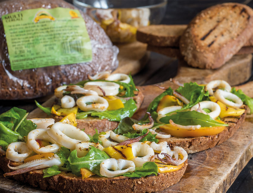 Ricetta crostoni di pane con calamari Pandittaino